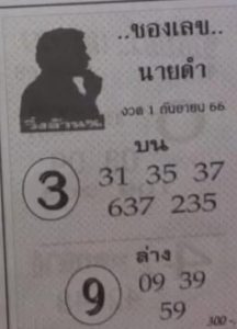 Read more about the article เลขนายดำ 1/9/66