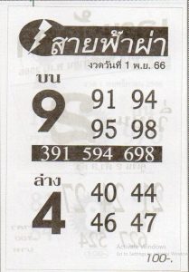 Read more about the article หวยสายฟ้าผ่า 1/11/66 รวมหวยซองดัง ดูเลขเด็ดสายฟ้าผ่าน่าจับตามอง