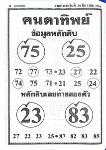 Read more about the article หวยคนตาทิพย์ 30/12/66