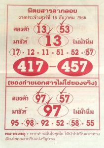 Read more about the article หวยลาภลอย 16/12/66