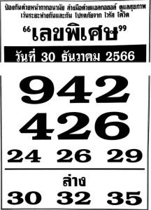 Read more about the article เลขพิเศษ 30/12/66