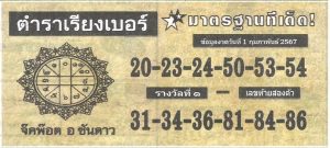 Read more about the article หวยตำราเรียงเบอร์ 1/2/67