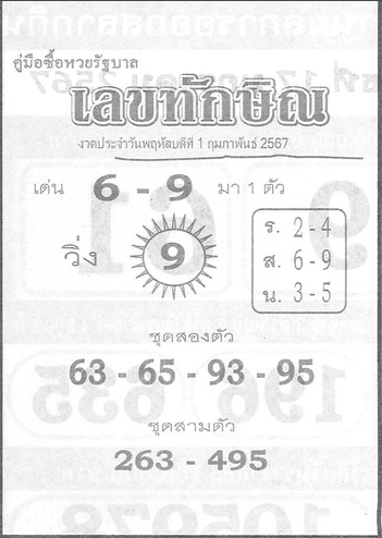 Read more about the article เลขทักษิณ 1/2/67