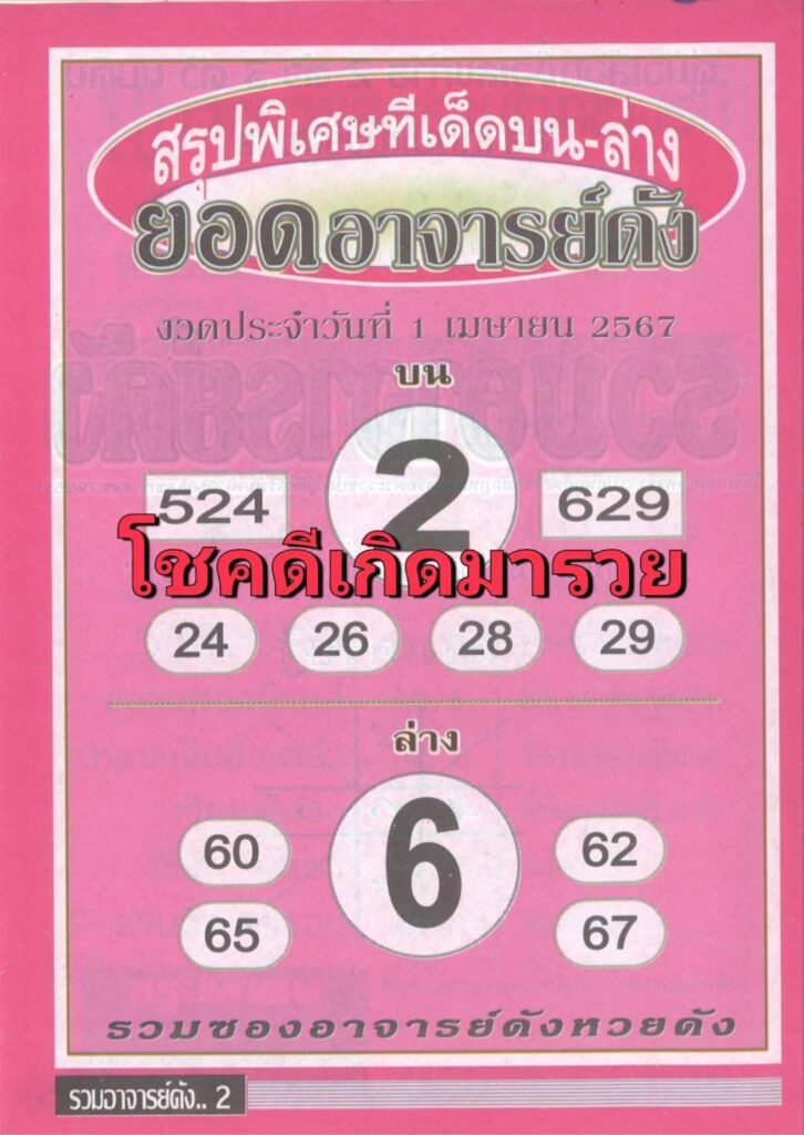 Read more about the article หวยยอดอาจารย์ดัง 1/4/67