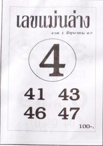 Read more about the article หวยเลขแม่นล่าง 1/6/67