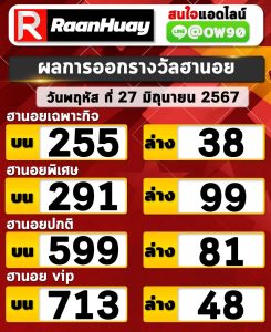 Read more about the article ตรวจหวยฮานอย 27/06/2567 ฮานอยวันนี้ ผลหวยฮานอยล่าสุด 27 มิถุนายน 2567