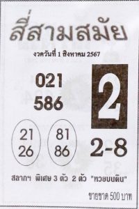 Read more about the article หวยสี่สามสมัย 1/8/67