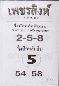 Read more about the article หวยเพชรสิงห์ 1/8/67