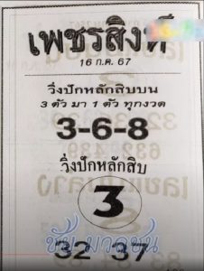 Read more about the article หวยเพชรสิงห์ 16/7/67