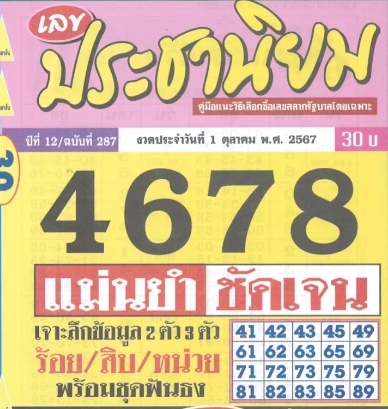 You are currently viewing หวยประชานิยม 1/10/67