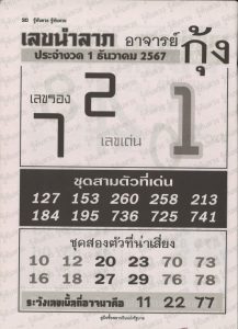 Read more about the article เลขนำลาภอาจารย์กุ้ง 1/12/67