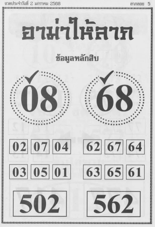 You are currently viewing หวยอาม่าให้ลาภ 2/1/68