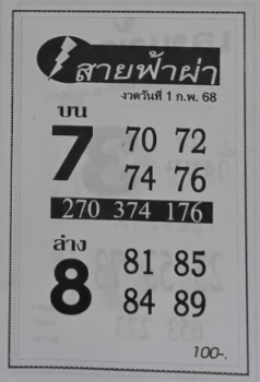 You are currently viewing หวยสายฟ้าผ่า 1/2/68