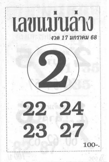 Read more about the article หวยเลขแม่นล่าง 17/1/68