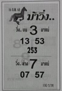 Read more about the article หวยม้าวิ่ง 16/2/68