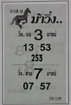 You are currently viewing หวยม้าวิ่ง 16/2/68