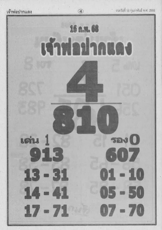 Read more about the article หวยเจ้าพ่อปากแดง 16/2/68