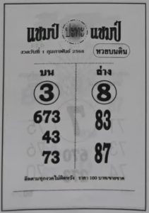 Read more about the article หวยแชมป์ปะทะแชมป์ 1/2/68