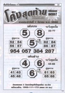 Read more about the article หวยโค้งสุดท้าย 1/3/68